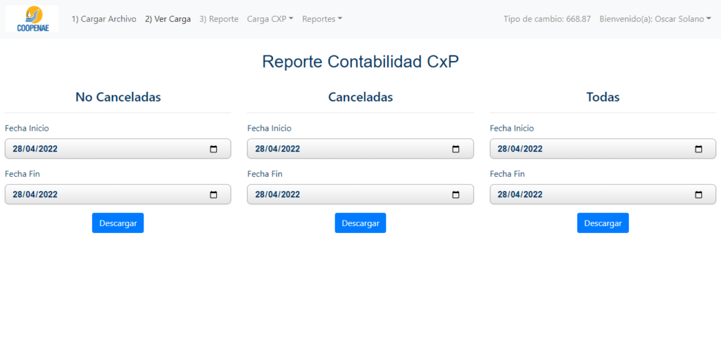 Reporte Facturación Coopenae